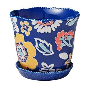 NIB The Pioneer Woman Magic Meadows Round Ceramic Planter Blue